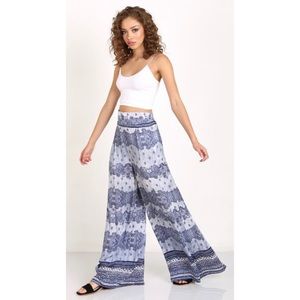 Style & Co Split Palazzo Pant Blue Floral Print